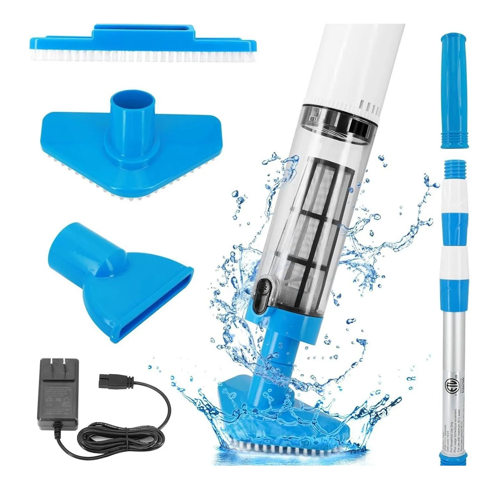 

Перезаряжаемый пылесос для бассейна 3 в 1, пылесос для бассейна, эффективный, простой в использовании, сильное всасывание, быстрая очистка с адаптером для рыбных бассейнов