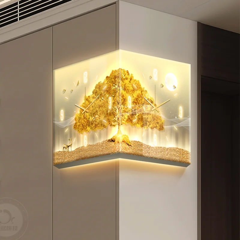 

Metal Wall Art Fashion Clock Wall Led Luxury Mechanism Chinese Style Wall Watch Creative Orologio Da Parete Home Decoration