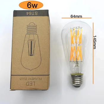 3 adet E27 LED ST64 kısılabilir 4W 6W Edison Retro Vintage Filament 110V-240V sıcak beyaz 2700K 4500K 6500K COB LED ampul işık lambası