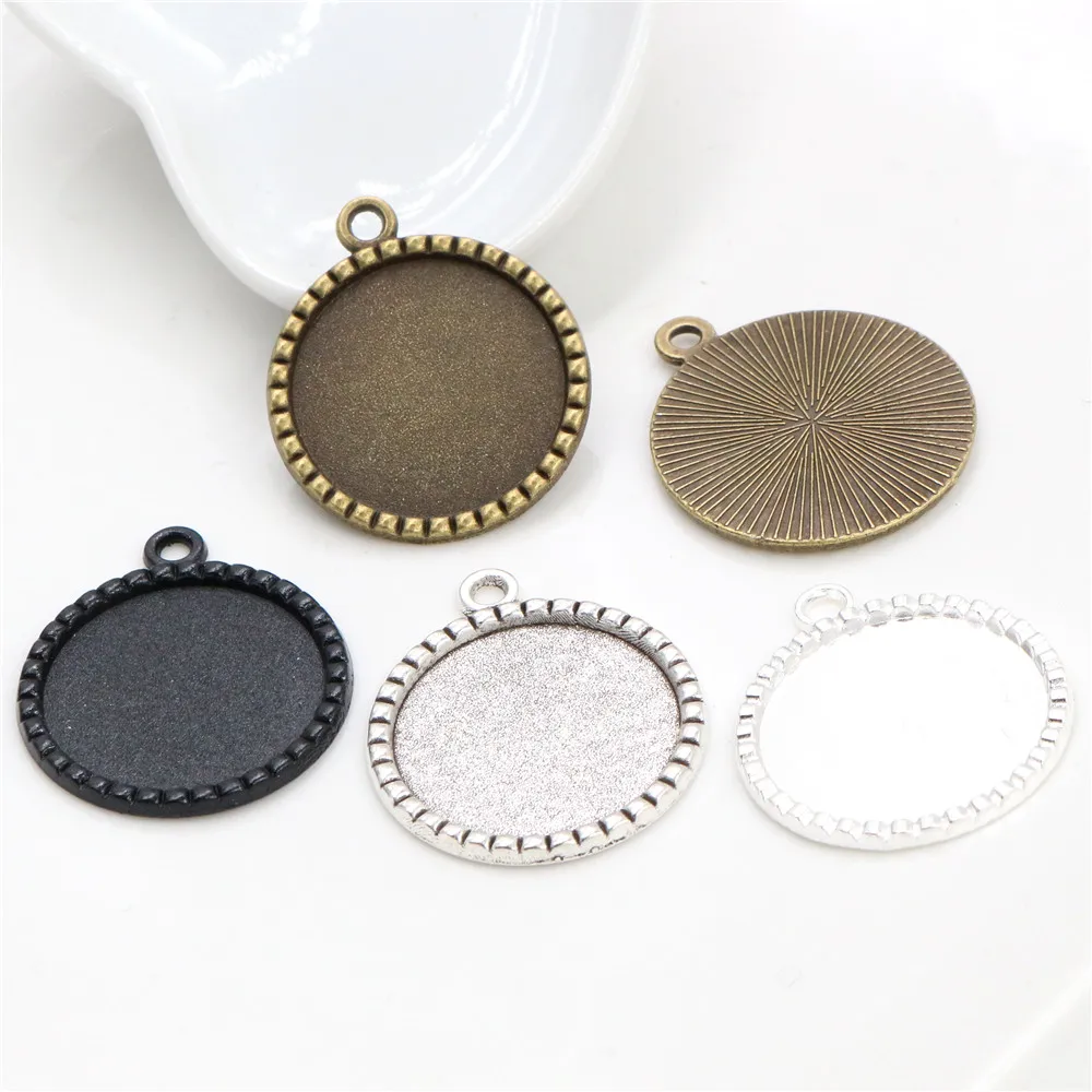 

New Fashion 5pcs 25mm Inner Size 4 Colors Fashion Style Cabochon Base Setting Charms Pendant