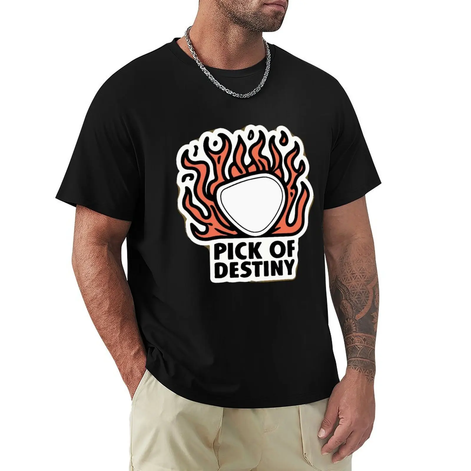 Flaming Bass Guitar Pick - Pick of Destiny T-Shirt cotton t shirt man T-Shirt