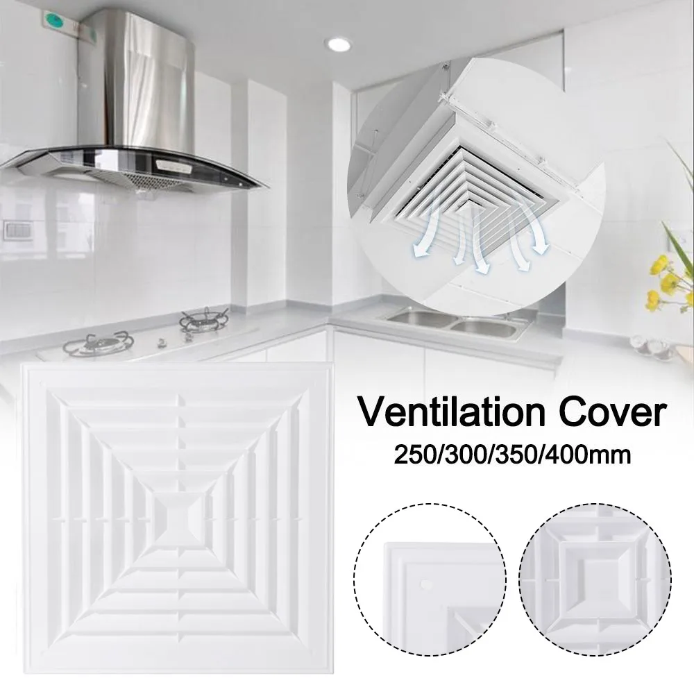 New Plastic Air Vent Grille With Flaps White Ventilation Cover Square Silent Operation Duct Heating Vents Kitchen