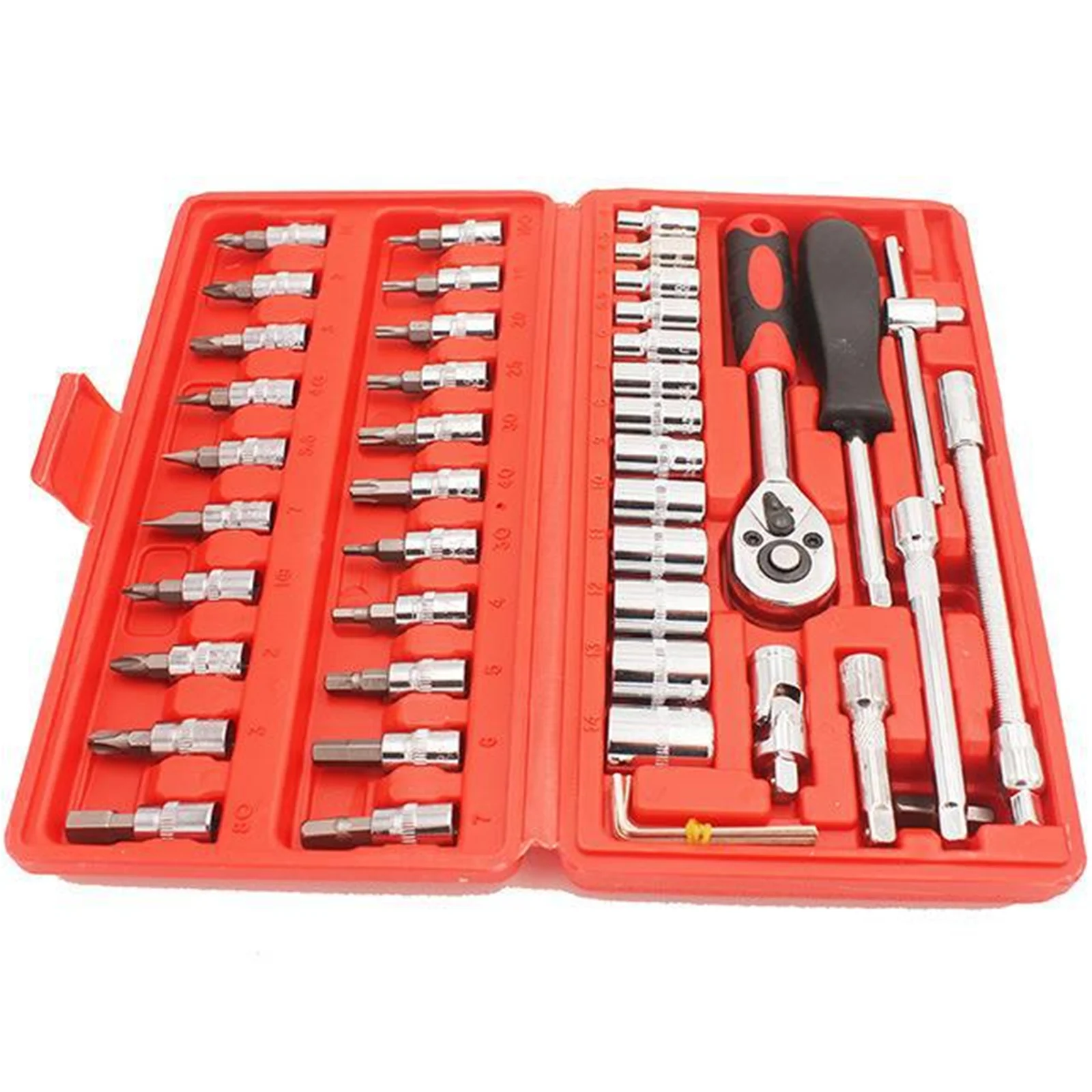 

46 шт./компл. набор инструментов для ремонта автомобиля, набор головок 1/4 дюйма, инструмент для ремонта автомобиля, динамометрический ключ с трещоткой, комбинированный набор инструментов для авторемонта