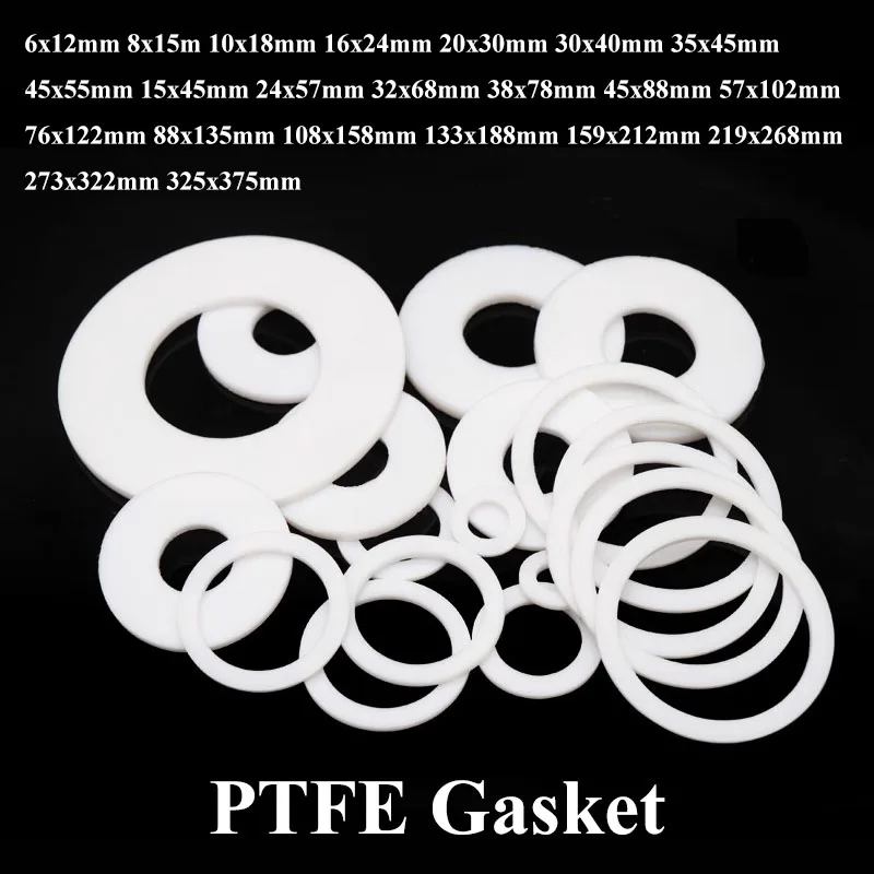 

1/10pcs Inner Diameter 6-325mm White PTFE Gasket 3mm Thick Flat Washer Spacers O-Ring Seal Sealing Gasket High Temp 300 Degree