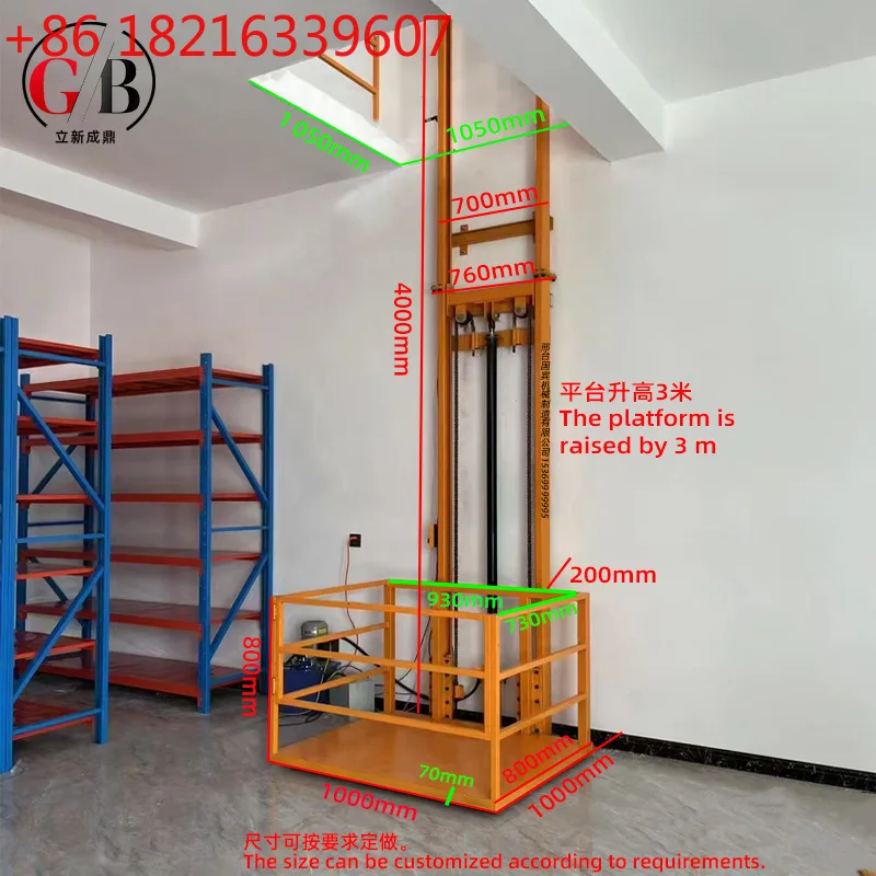 YAO Small Electric Lift Freight Elevator Hydraulic Lift Platform Warehouse Factory Household