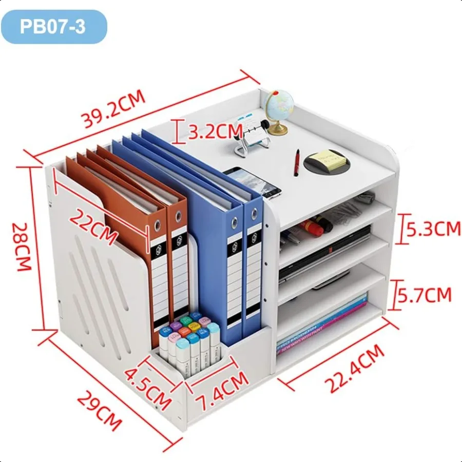Белый настольный органайзер, универсальный настольный лоток для документов, органайзер, полка для хранения, стеллаж для домашнего офиса, школы PB073