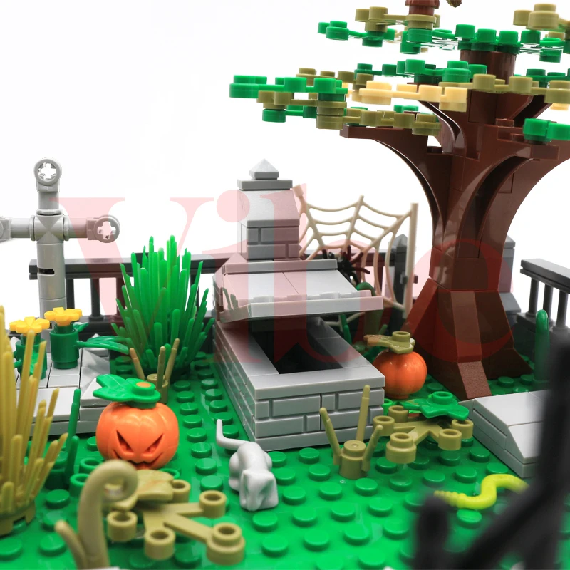 Halloween Cemetery MOC Building Blocks Set - Pumpkin Snake Horror Ghost Brick Model Kit for Friends Christmas Gift - view 5