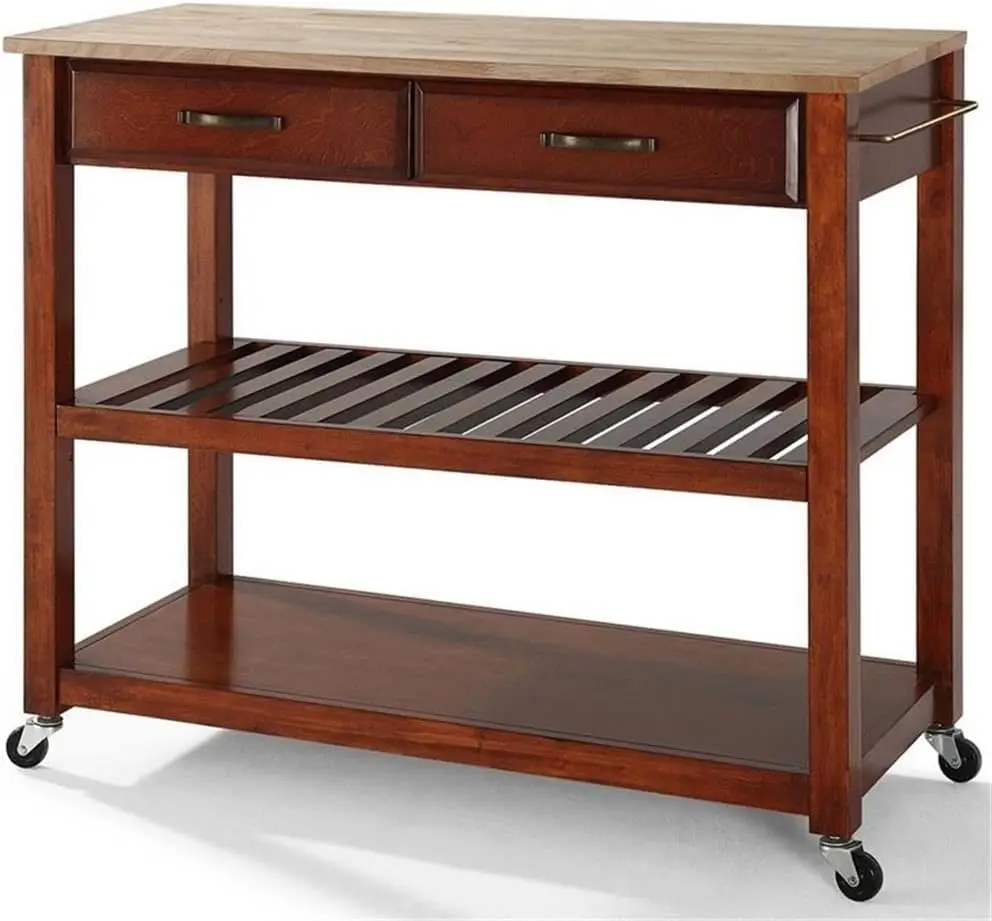 Kitchen Cart Island Natural Wood in Classic Cherry