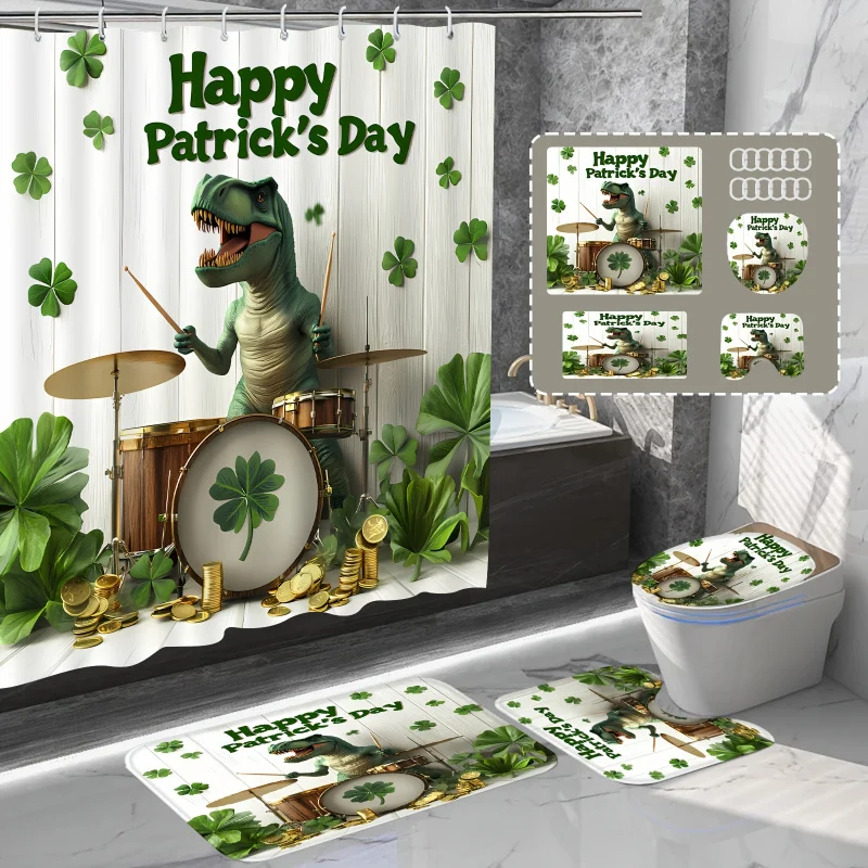 A Set of 1 Item/4pcs with a St. Patrick'S Day Theme Featuring a Dinosaur Playing The Drums, Includes 12 Plastic Hooks, And Consi