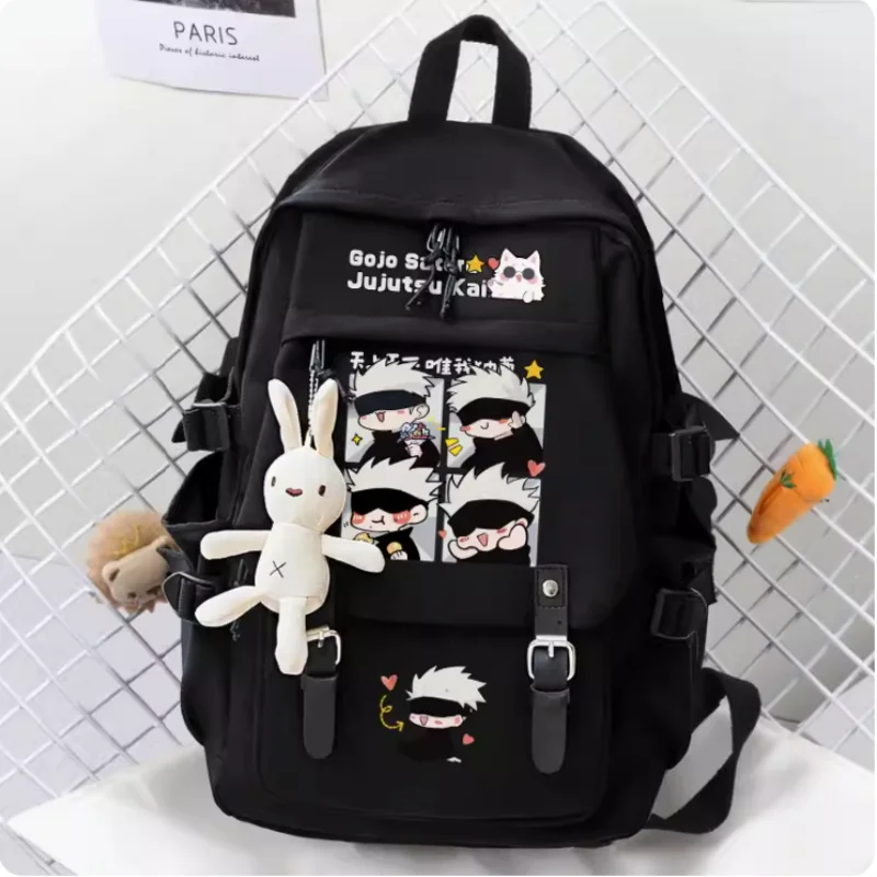 Anime Jujutsu Kaisen Satoru Gojo Cartoon Bag Women Man Fashion Leisure Belt Teenagers Student Backpack Handbag B046