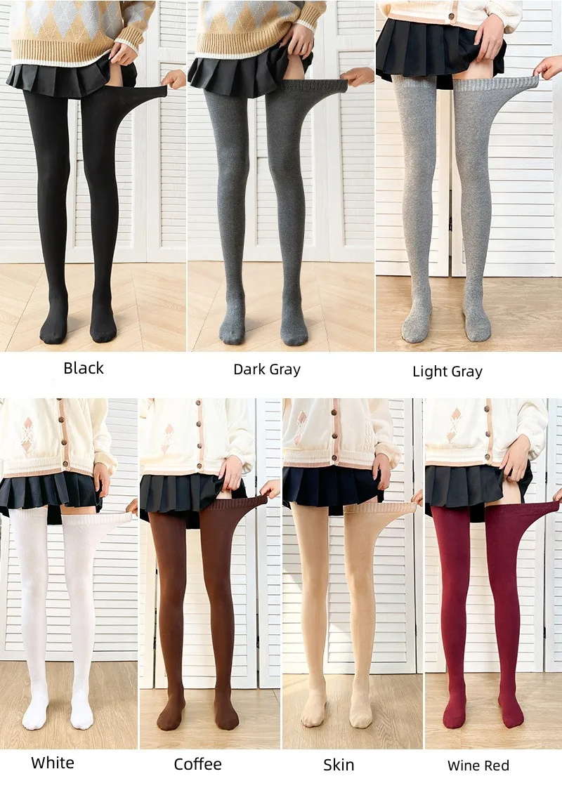 Sexy Black White Soild Color Long Stockings Women Over Knee Thigh High Over The Knee Stockings Lolita Ladies Warm Knee Socks