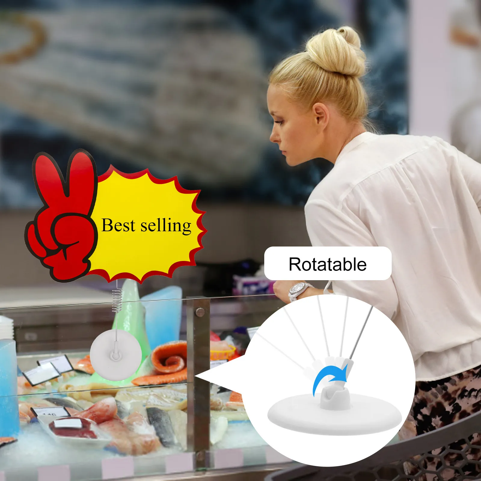 

Набор из 5 пружинных держателей ценников, рекламных этикеток и ценников-стендов на клейкой основе для розничной торговли и супермаркетов