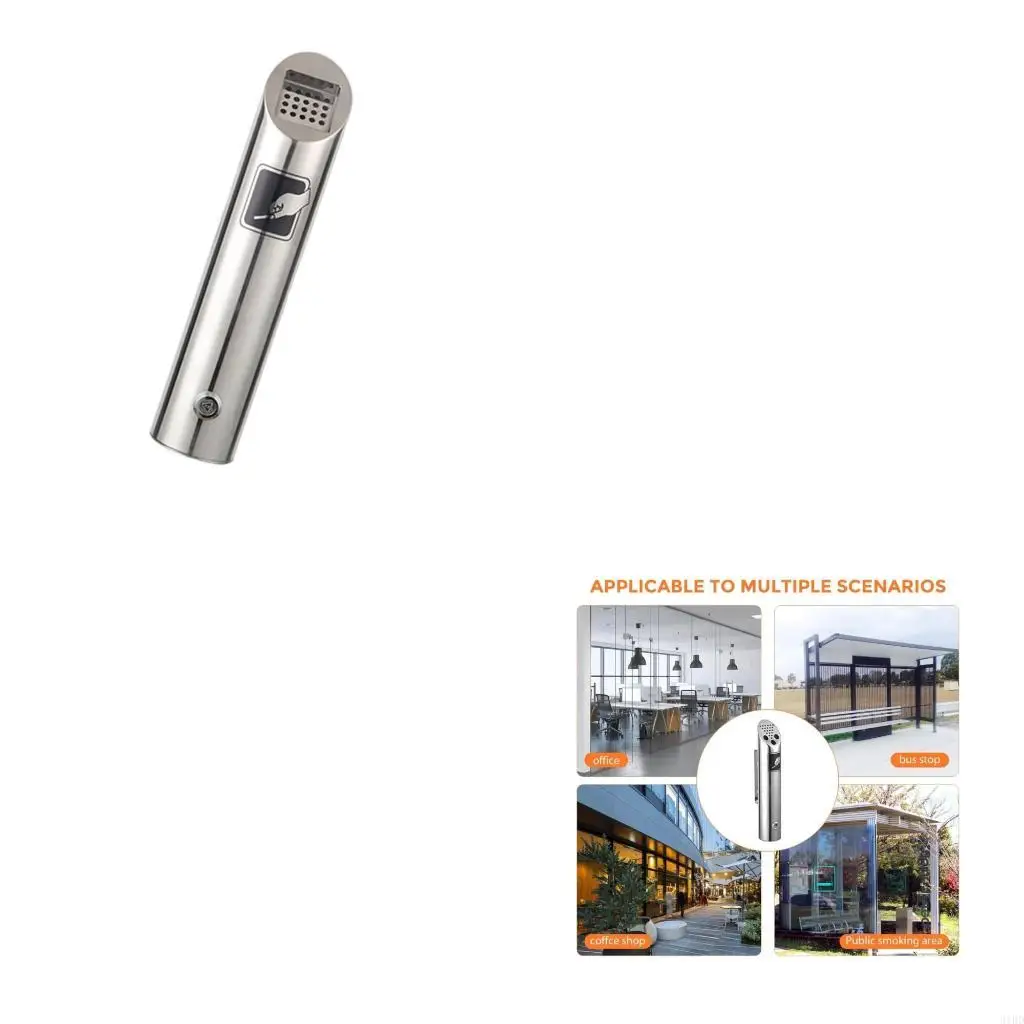 Commercial Use Wall Mounted Ashtray Bin Stainless Steel Trash Can Secure Locking Design for Outdoor Smokings Zone Use