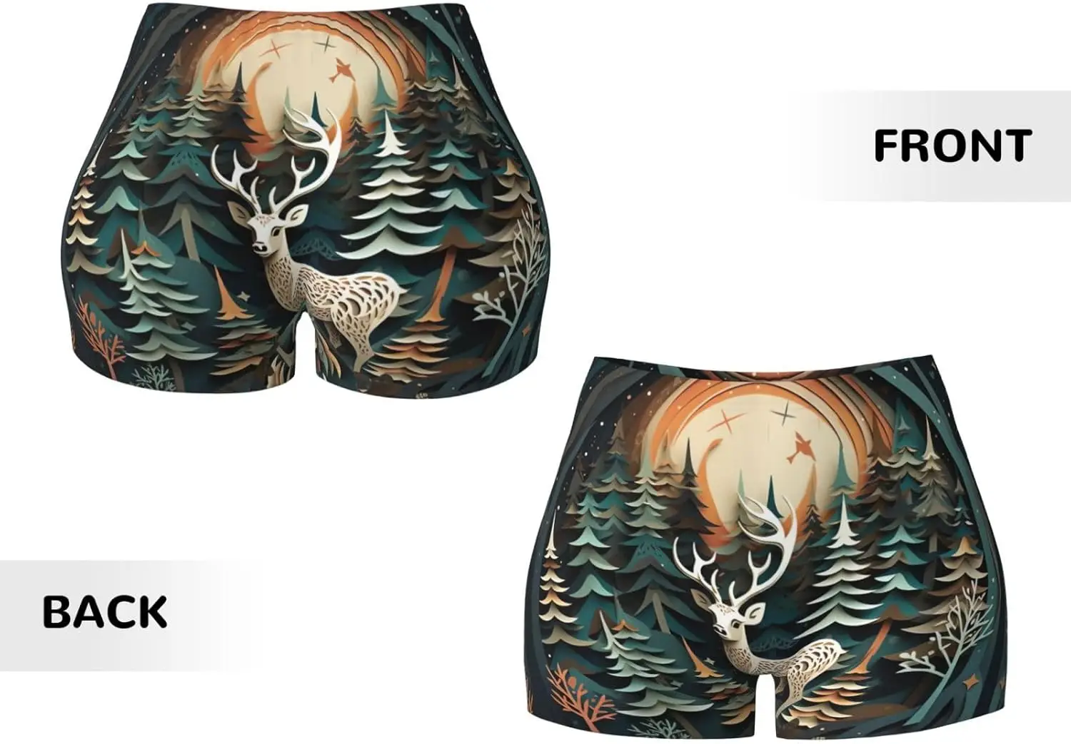 Natal veados impressão shorts atléticos femininos correndo curto S-2xl calções esportivos ginásio verão shorts de treino elástico