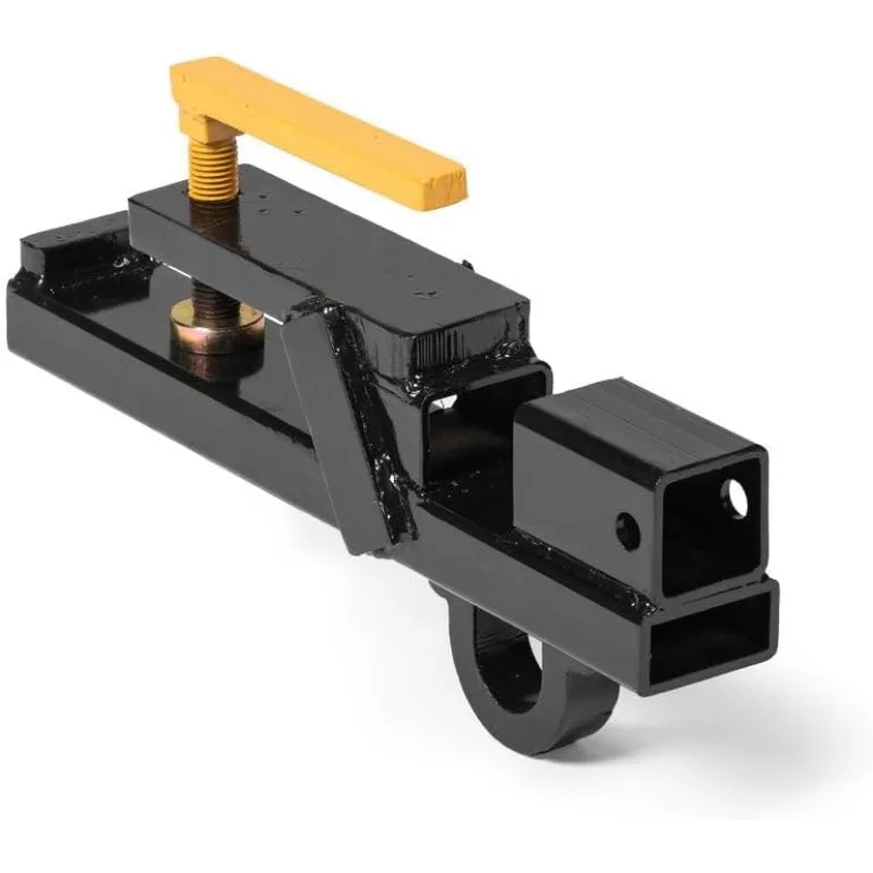 

Titan Attachments Clamp-On Tractor Bucket Hitch Receiver Adapter with Chain Hook Lifting Carrying Ring, 2" Receiver Fit