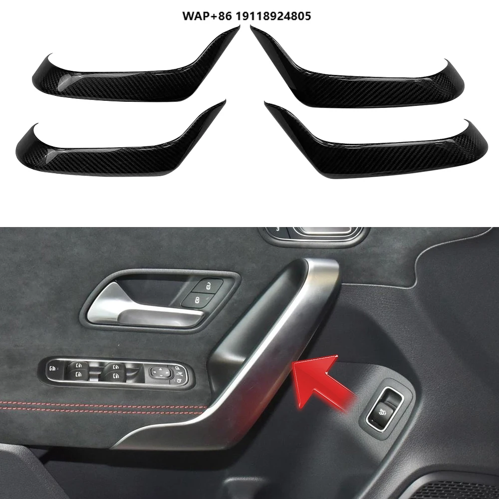 

For a CLA Class W177 V177 C118 W118 CLA200 Carbon Fiber Car Interior Door Armrest Handle Panel Cover Trim Kits