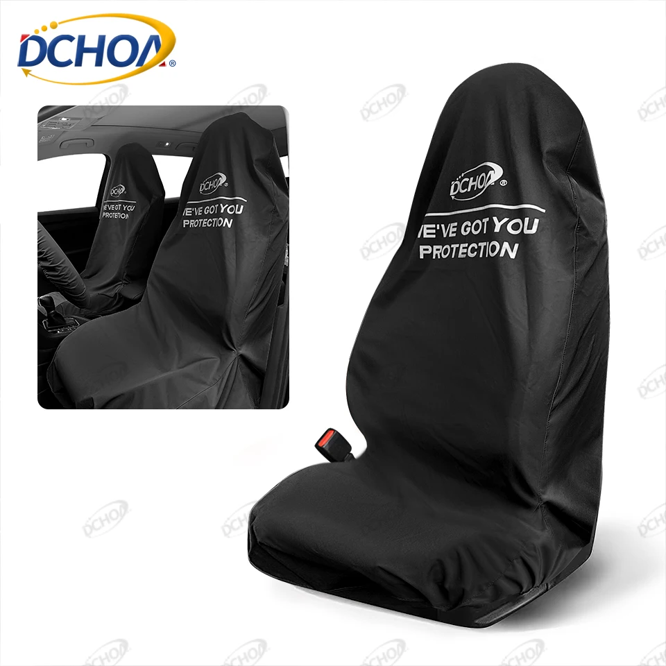 DCHOA 3PCS Car Seat Cover Set Front Seat Steering Wheel Cover Waterproof Oxford Cloth Protective Cover for Car Wash Detailing