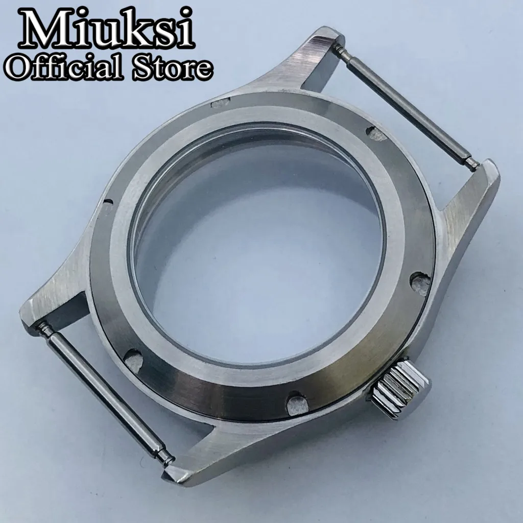 Miuksi 36mm/39mm silver sterile watch case sapphire glass fit NH35 NH36 NH34 ETA2824 PT5000 movement