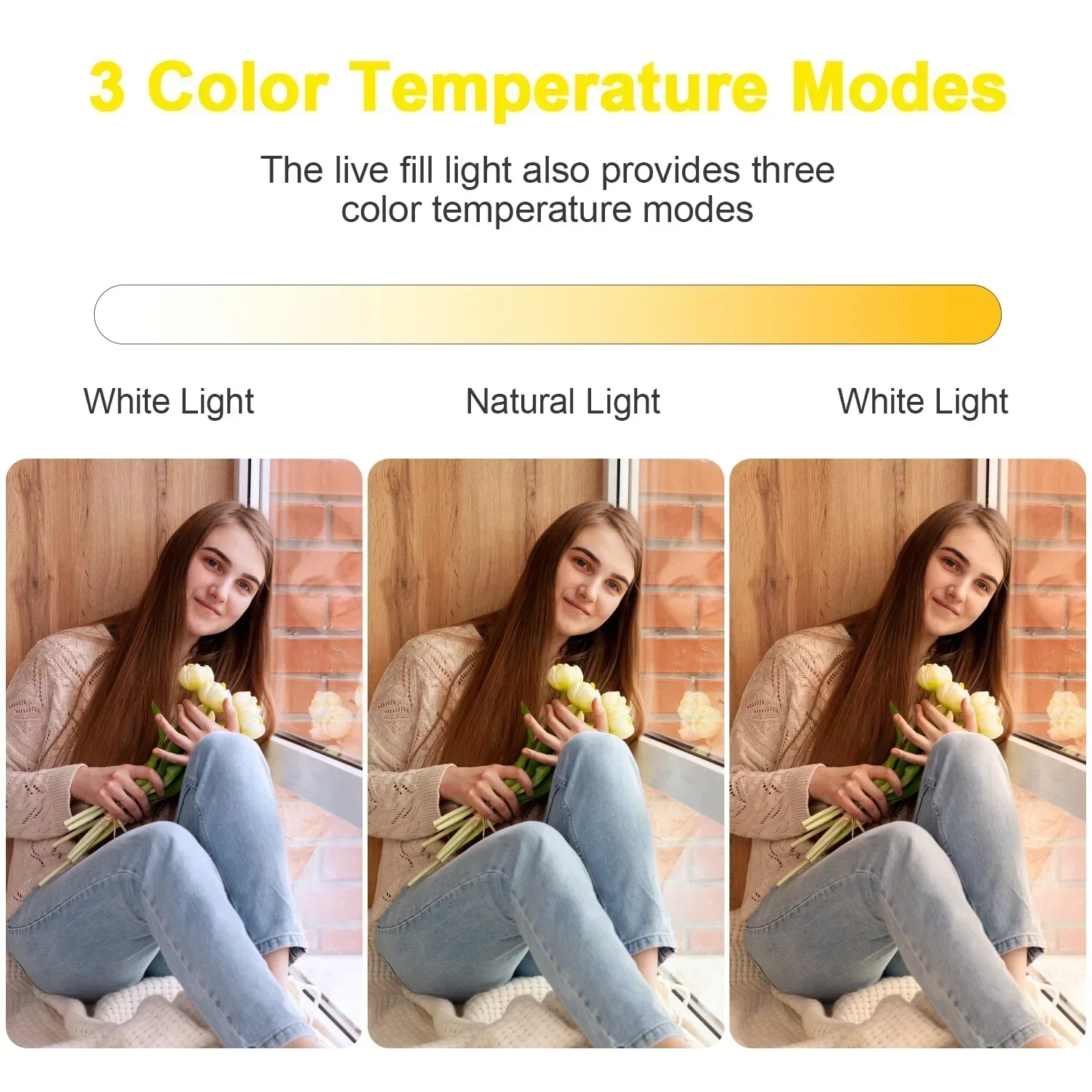 Uegogo 133cm tripé suporte ajustável fotográfico 8 '' luz de preenchimento regulável e filtros coloridos para gravação de vídeo e streaming