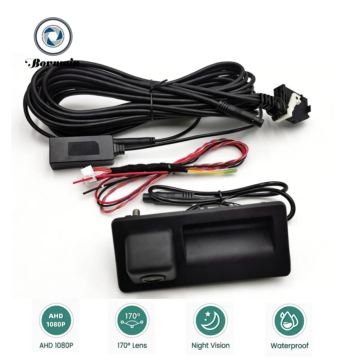 Bornwin Rear Reverse Backup RGB Camera for VW Sharan II 7N Touareg II 7P Touran 1T3 RNS510 RCD510 RNS315 Radio