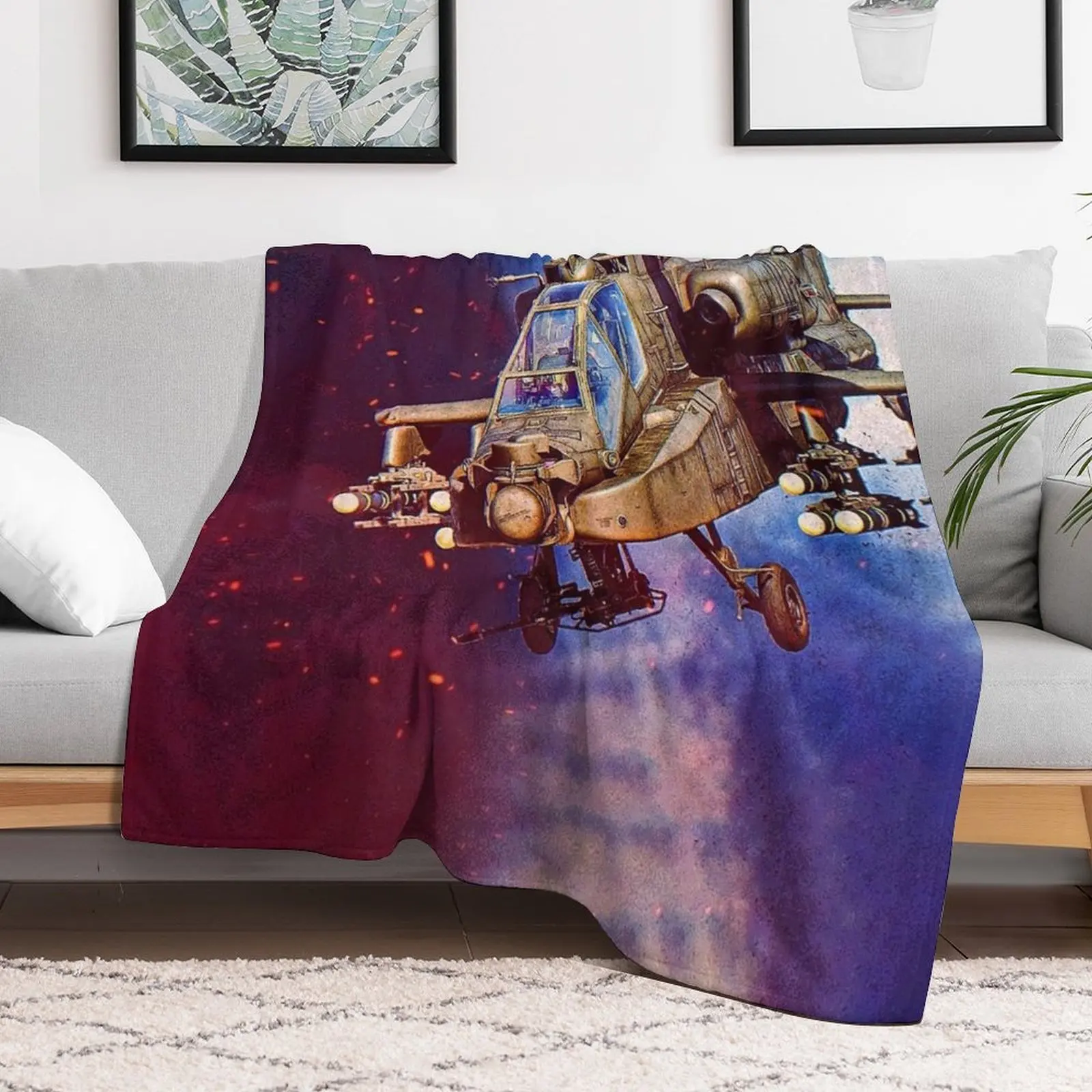 AH-64D Apache Helicopter Throw Blanket Soft Beds Retros Bed linens Blankets Sofas Of Decoration Blankets