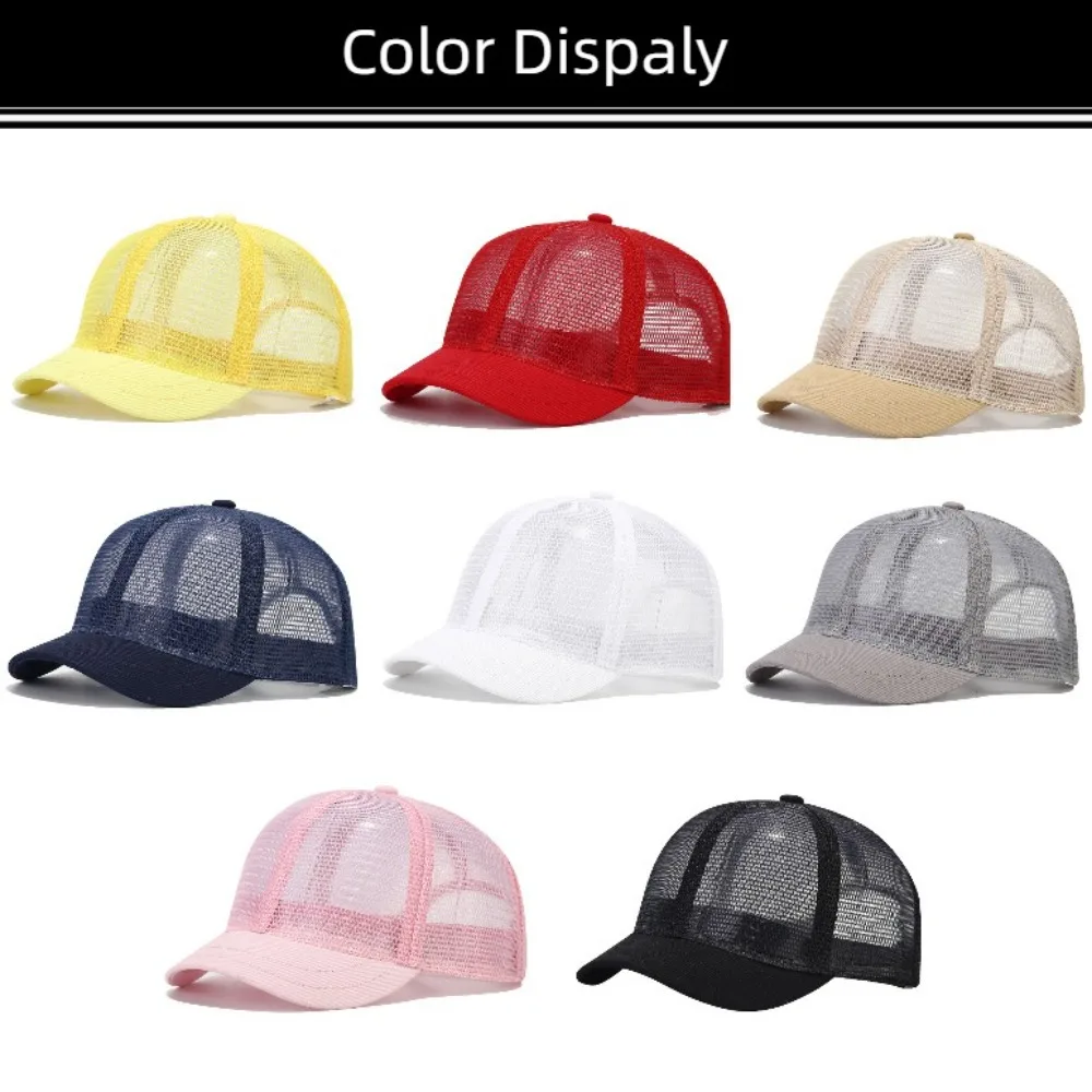 Casual Short Brim Baseball Cap Full Mesh Quick Dry Sun Hat Breathable Solid Color Mesh Cap Men