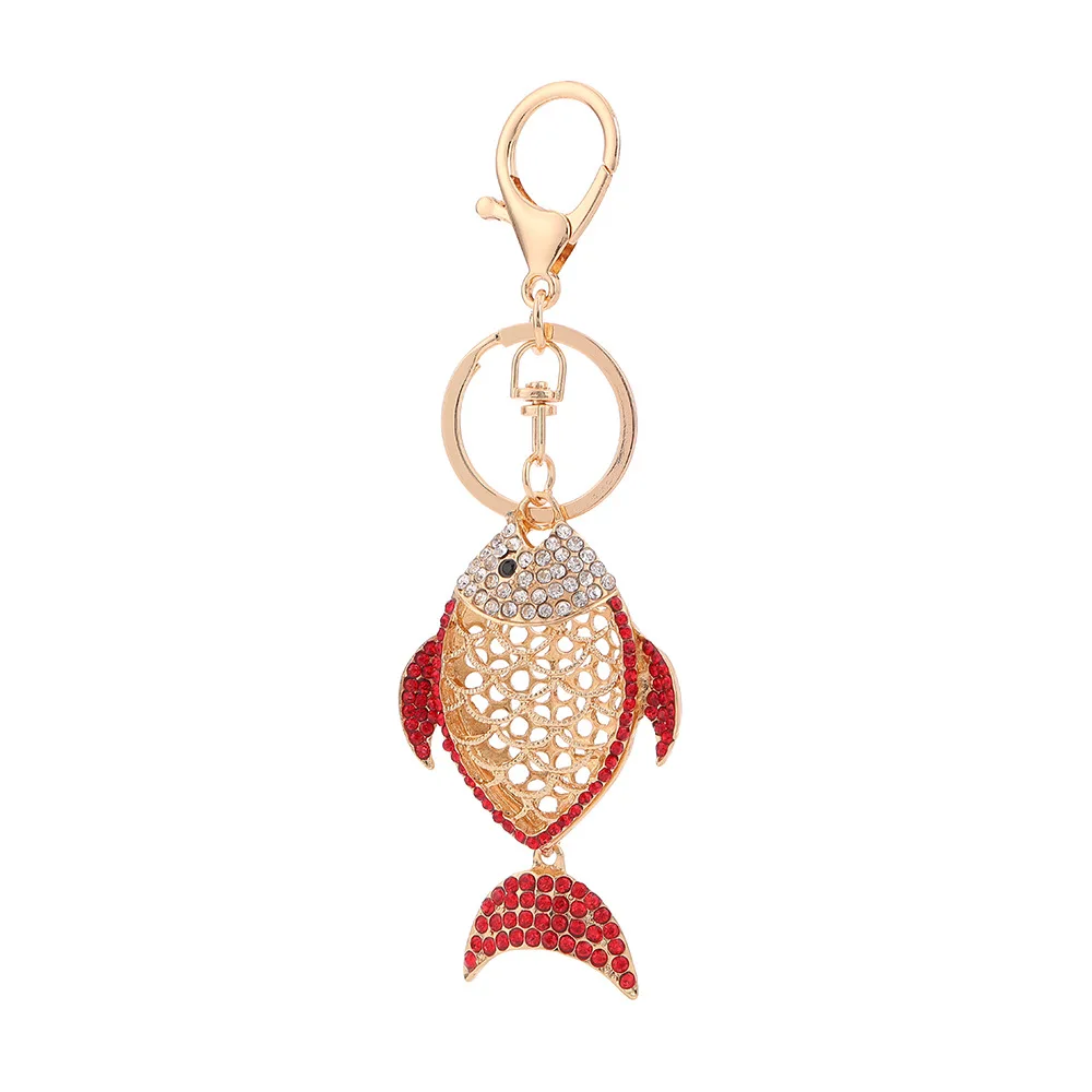 

New Temperament Full Diamond Small Fish Alloy Car Keychain Pendant Bag Pendant Gift Women's Keychain