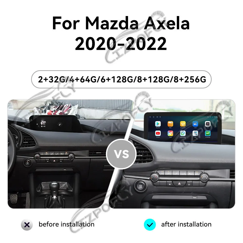 

12,3-дюймовый автомобильный радиоприемник для Mazda 3 Axela 2020-2022 с CarPlay, Android, GPS-навигацией, автомагнитолой, DSP, мультимедийным видеоплеером, головным устройством