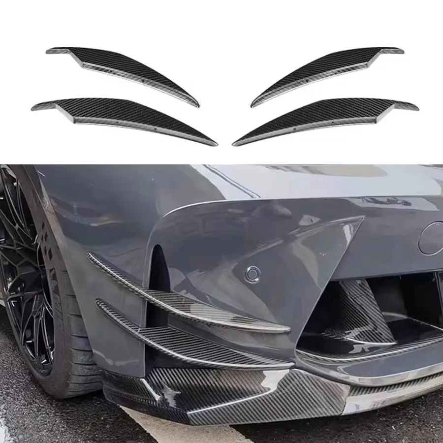 

For BMW M3 G80 M4 G82 G83 Carbon Fiber Car Front Bumper Wind knife Splitter Spoiler Canard Air Knife Surround Trim AC Style