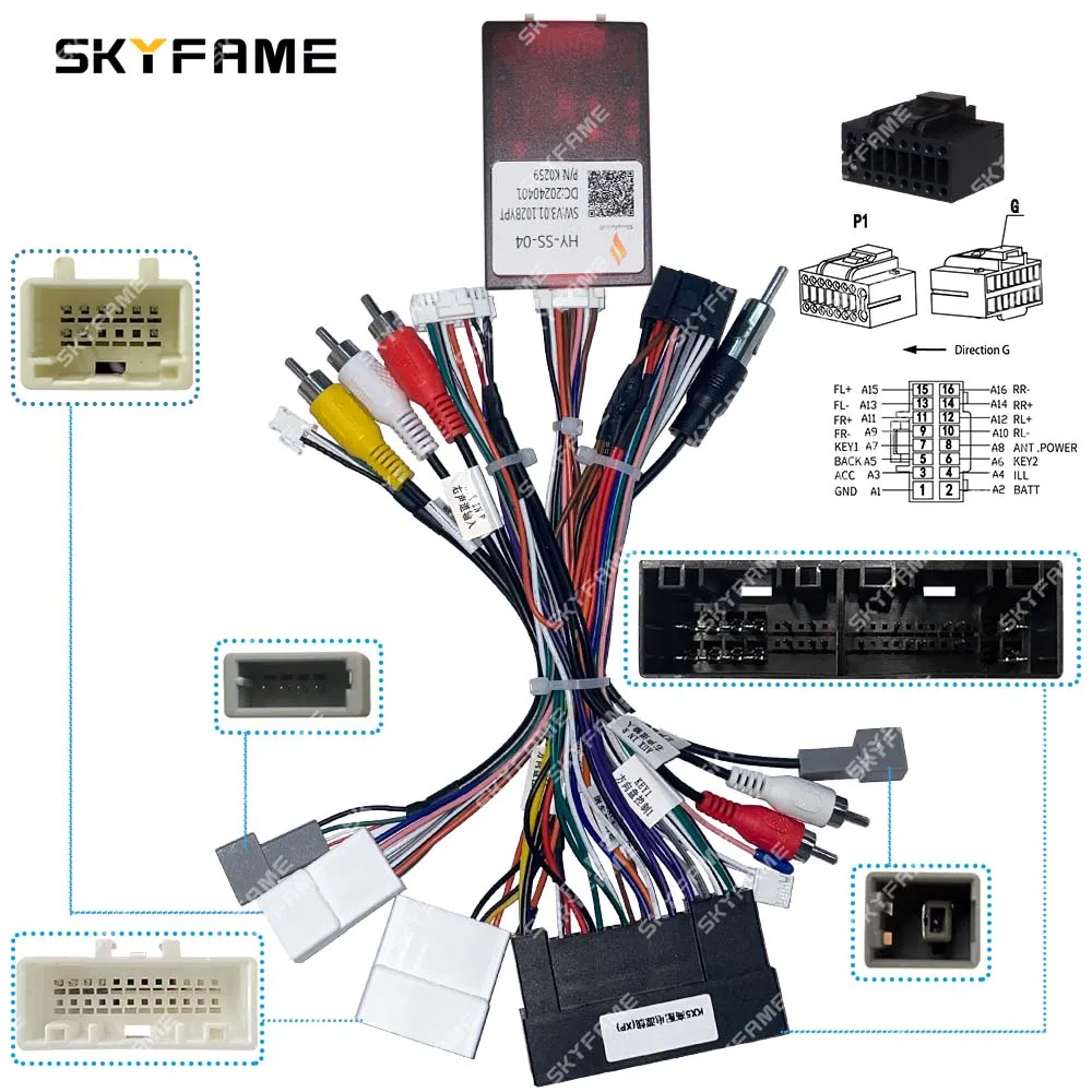 

SKYFAME 16Pin Car Wire Harness Canbus Box Adapter Decoder For KIA Sportage K7 Cadenza Sedona Hyundai IX45 HY-SS-04 RP1-HY-002