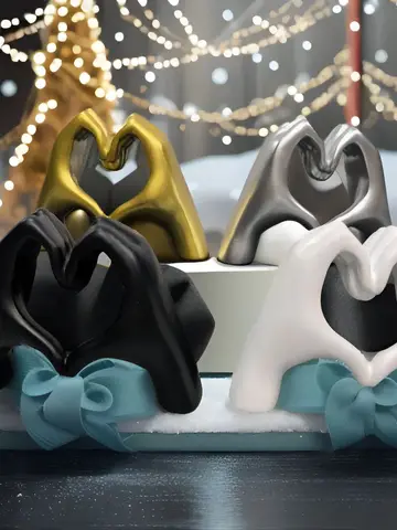 Gold Decoration, Heart Hand Statue Living Room Bedroom Decoration, Love Finger Modern Hand Gesture Sculpture Home Shelf Desktop