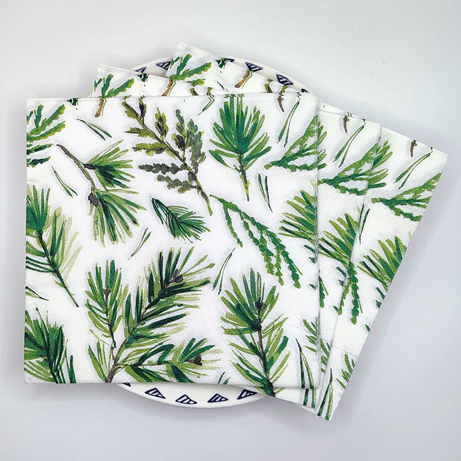 Tovaglioli geometrici con aghi di pino 33x33 cm a 2 strati - Decorazione naturale per bicchiere da vino, composizioni floreali e artigianato fai-da-te, 10/20 pezzi