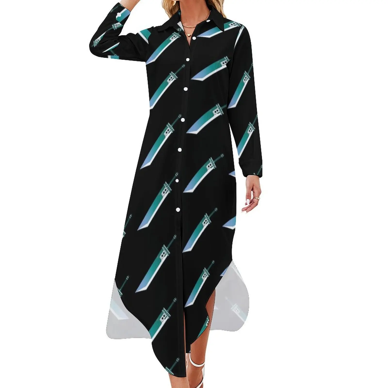 

Buster Sword (colour) Long Sleeved Shirt Dress women dress summer dress women 2024