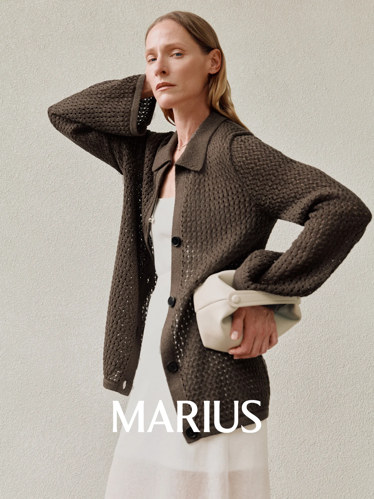 

MARIUS Knitted Open Cardigan Fierman Ne Coarse Needlework High nce Old Money Sle Women's Long Sve Sweater