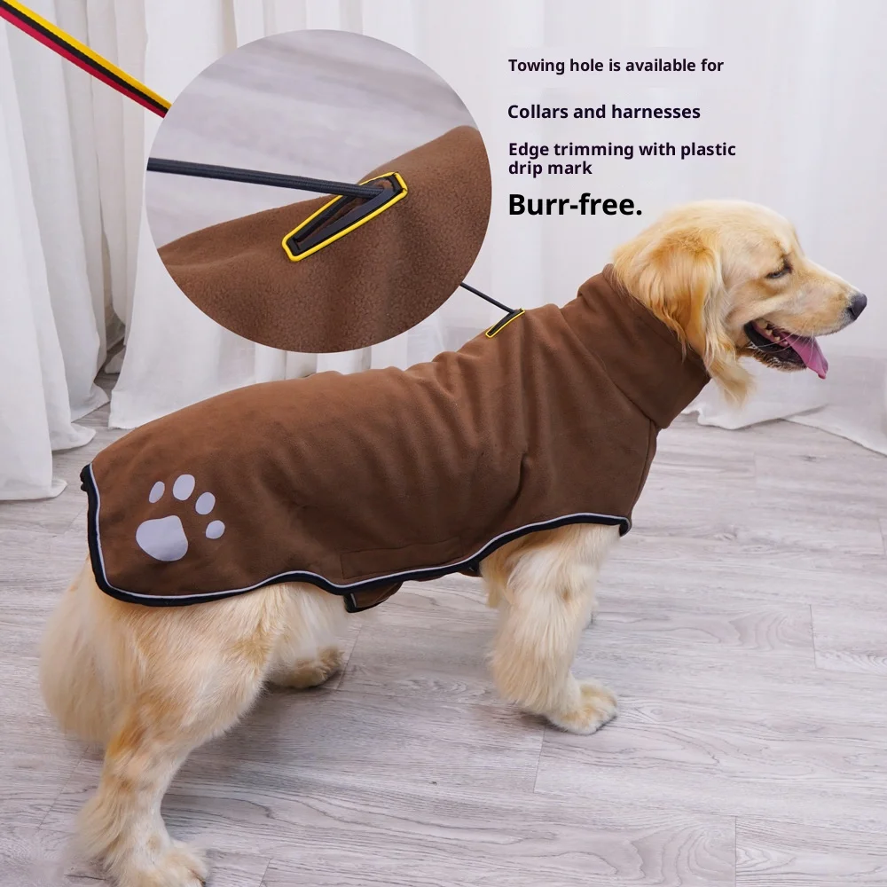 

Fleece Dog Jacket Spring Warm Dog Clothes for Small Medium Large Dogs Reflective Windproof Outdoor Pet Coat Elastic Belly Corgi