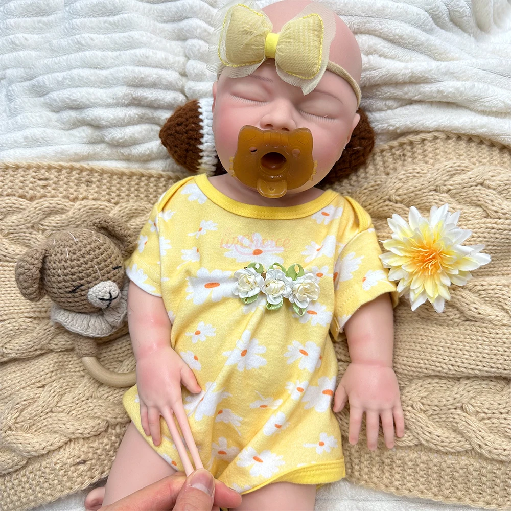 22Inch Open Mouth Silicone Reborn Girl Realistic Weighted Full Body Soft Silicone Photo Prop for Alzheimer's Gift