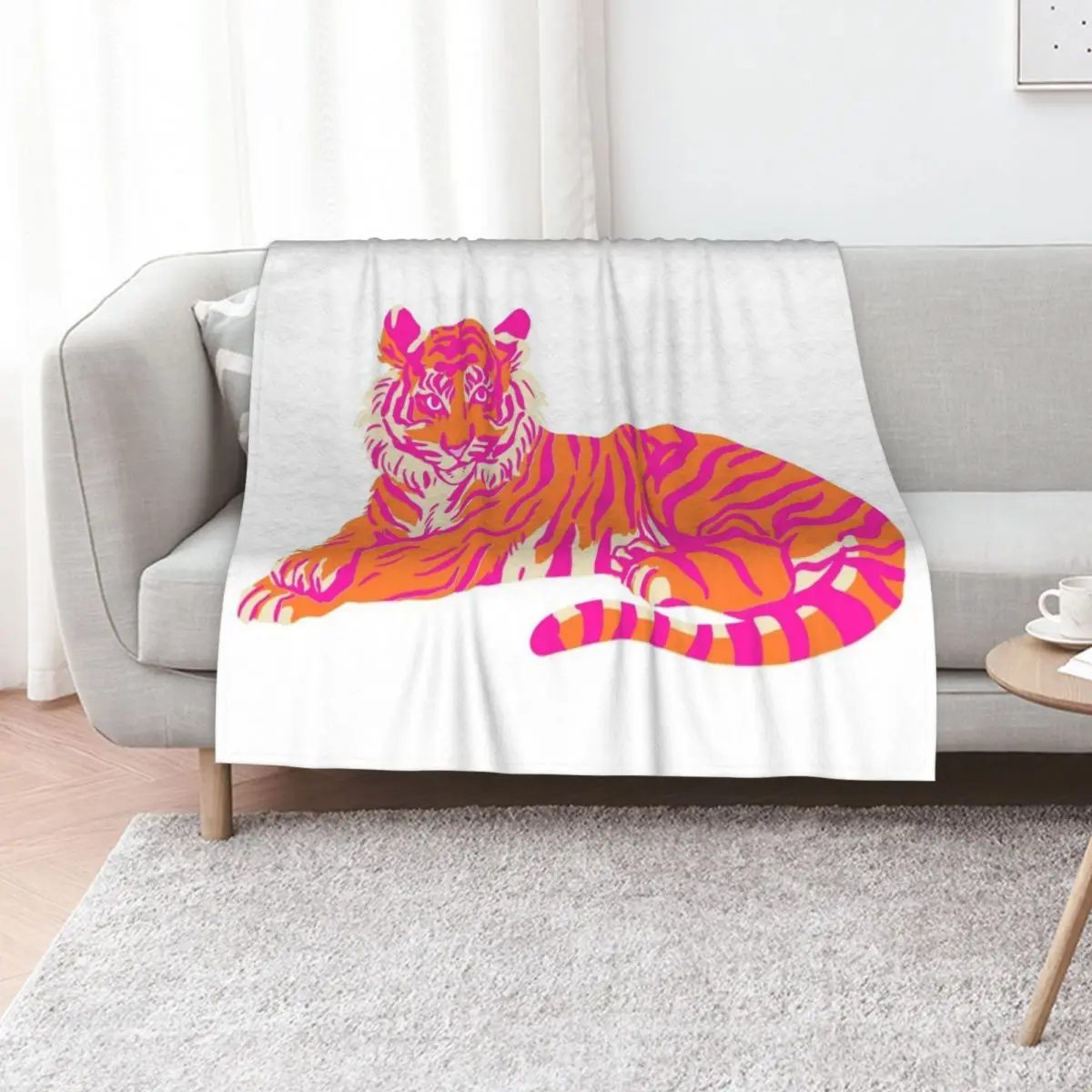 

Pink and Orange Tiger Throw Blanket Baby Single Blankets For Bed Luxury Brand Blankets
