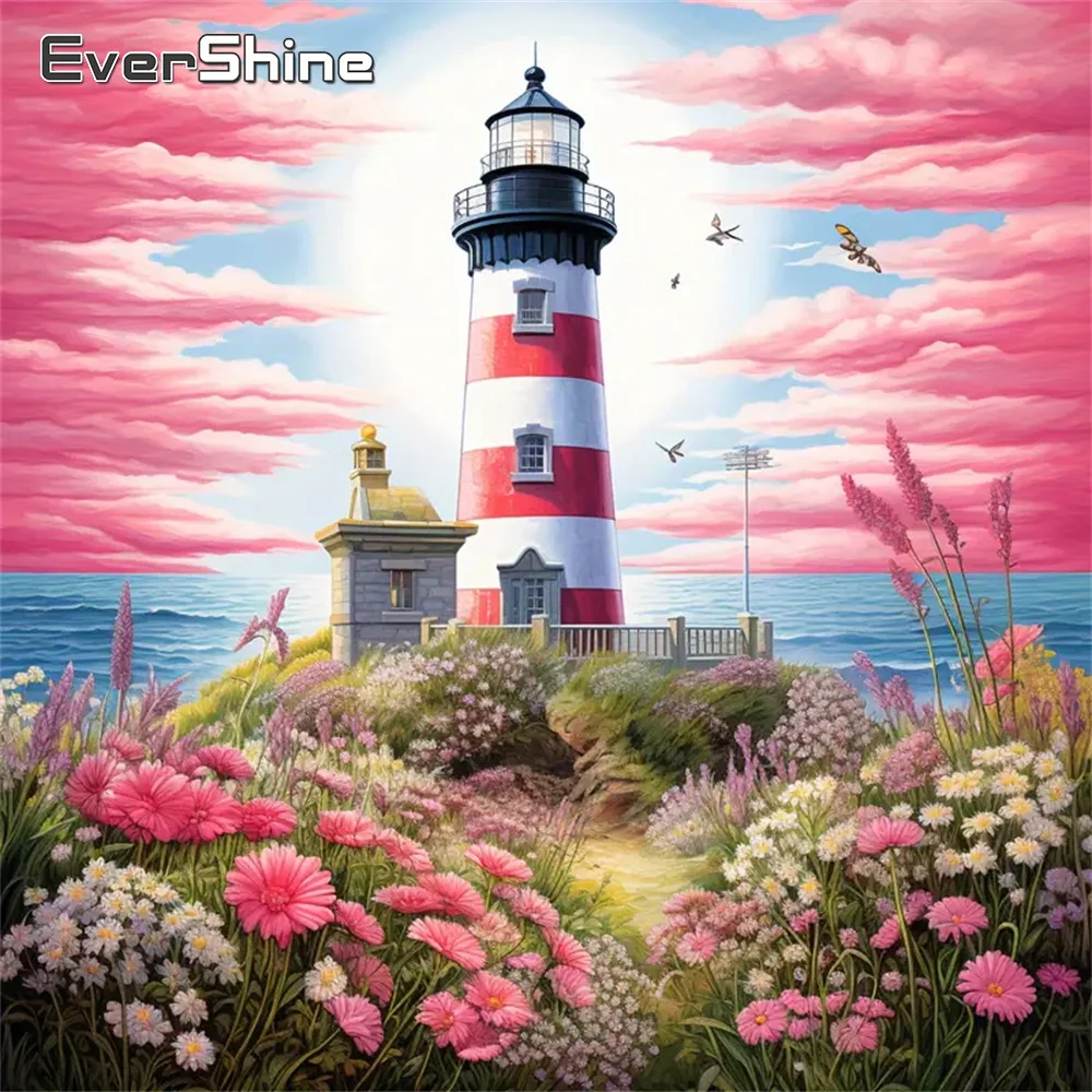 Evershine Neue Ankunft Diamant Mosaik Leuchtturm Landschaft DIY Diamant Malerei Meer Stickerei Bild Strass Wand Kunst