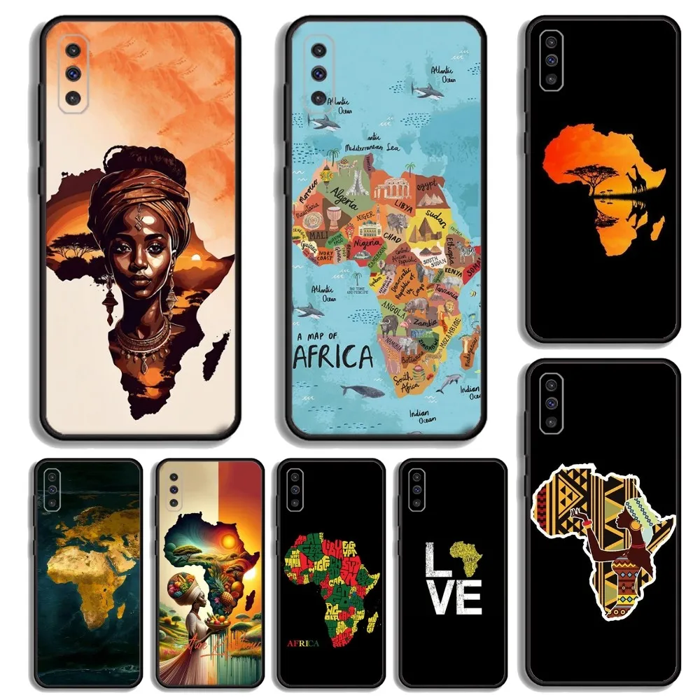 

Africa Map Geogra Phone Case For Samsung S23,23,22,30,21,10,9,Note20 Ultra,Lite,Ultra,5G,Plus,FE,Black Soft Case
