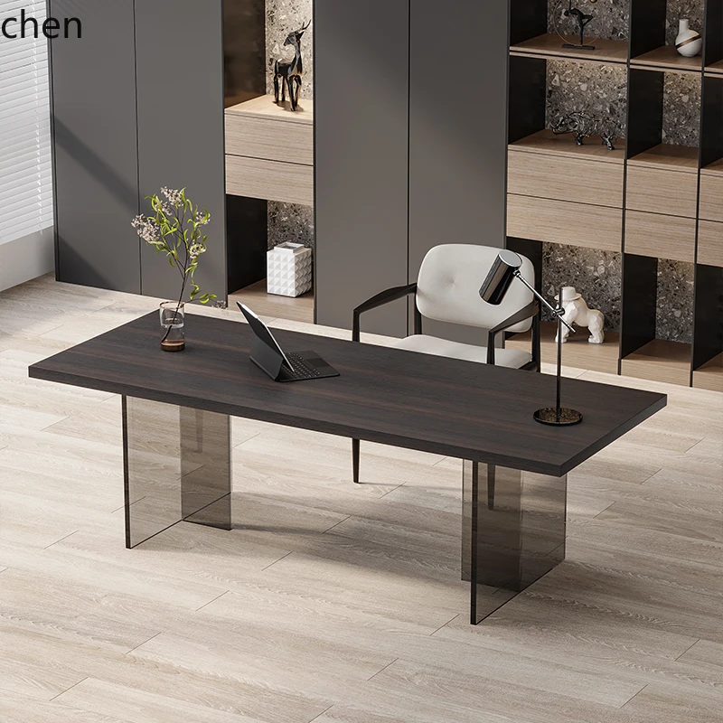 minimalist desk acrylic suspended dining table and chairs living room solid wood office computer desk