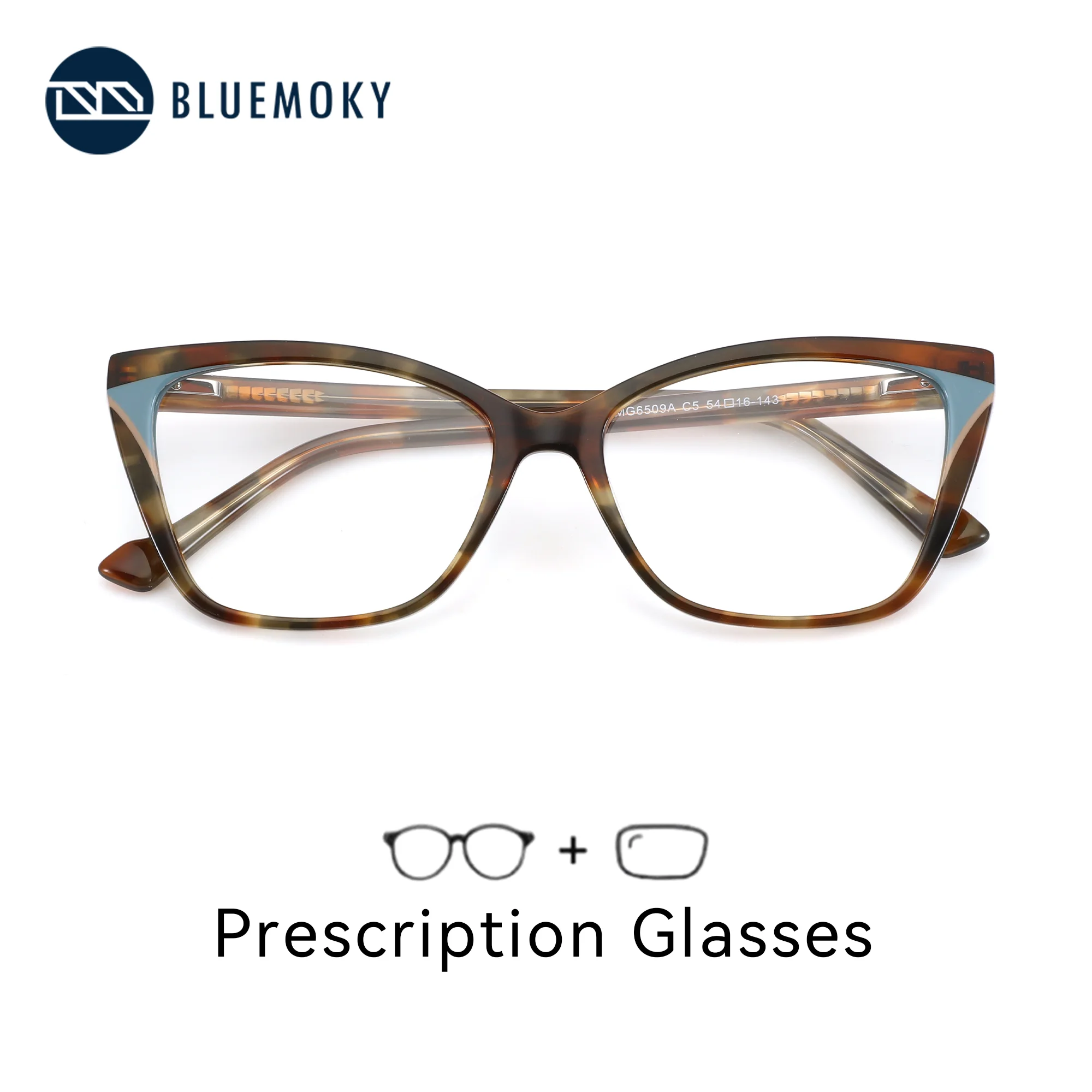 

BLUEMOKY M Size Vintage Cat Eye Prescription Eyeglasses For Women Handmade Acetate Retro Design Lenses Classic Style
