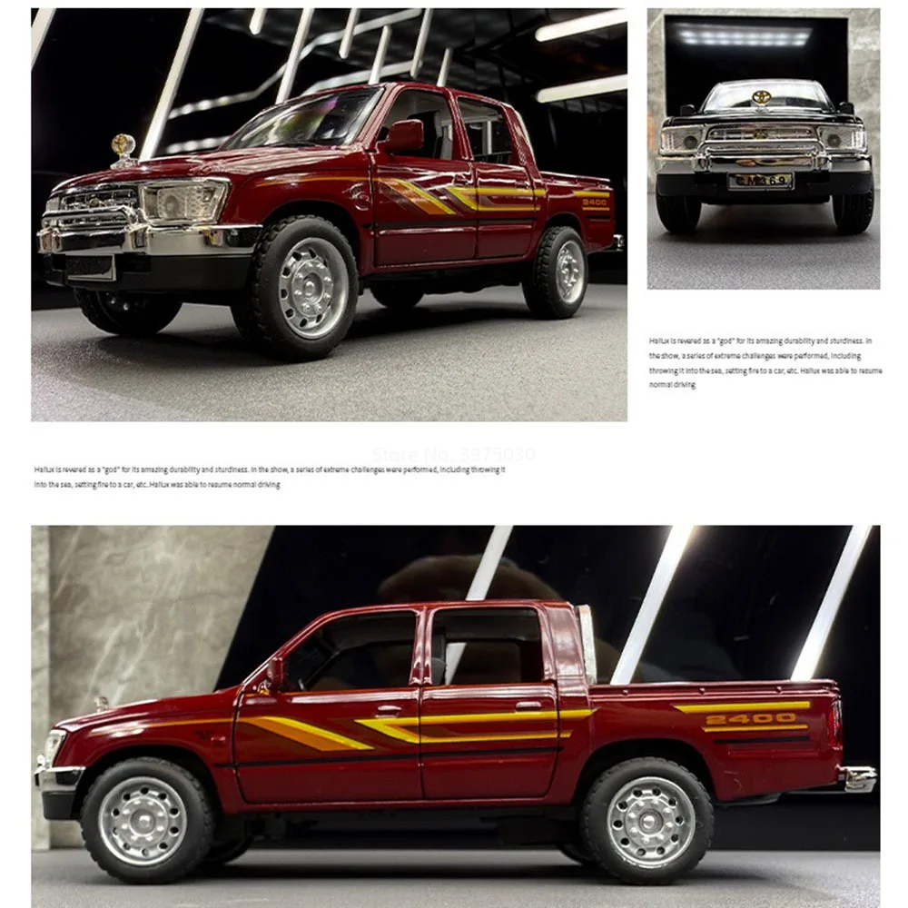 Hilux TUNDRA TRD 4x4, jouet en alliage, modèle de portes ouvertes, roue tout-terrain Miniature, véhicule à tirer pour enfants, cadeaux de décoration, 1:32