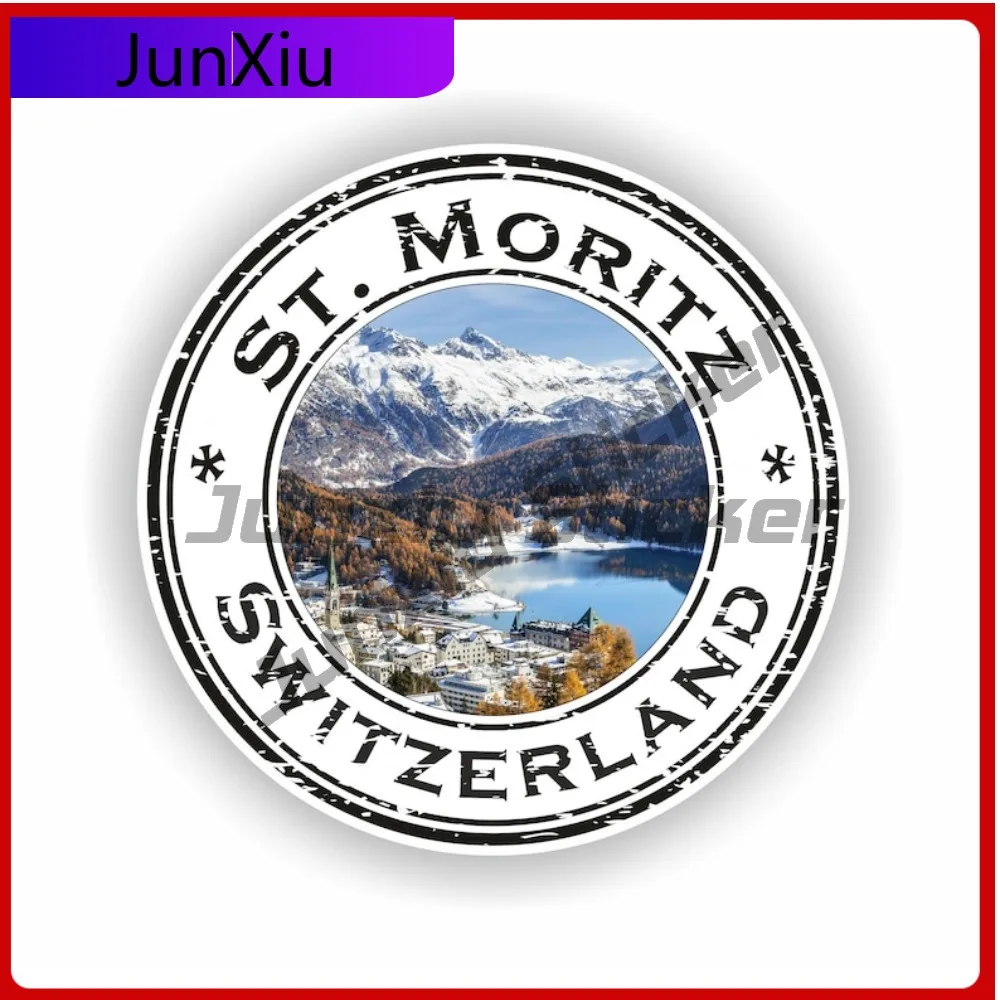 

St. Moritz Switzerland Seal Sticker Funny Helmet Window Anti UV Car Modification Vinyl Decal For Car Truck SUV Window Bumper