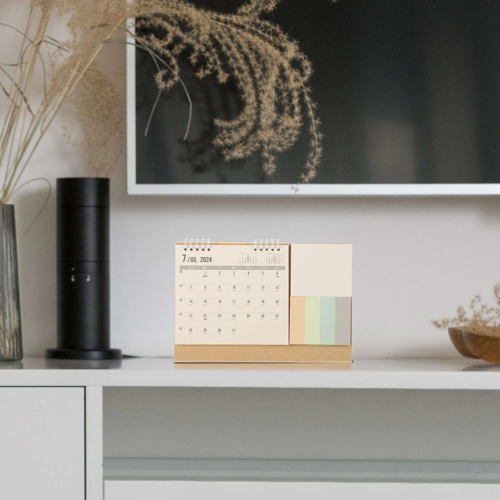 

2024-2025 Desk Calendar Thick Paper Sturdy Binding Monthly Ornament Flip Calendar Office Supply Home Decoration