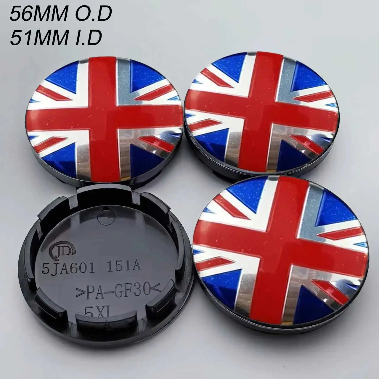 4 قطعة/الوحدة العالمي 56 مللي متر الاتحاد جاك شارة سيارة عجلة مركز محور قبعات يغطي ملصق لشركة فولكس فاجن كيا BMW ميني كوبر فورد أودي #2