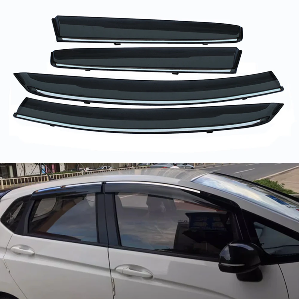 

4Pcs/set Car Window Sun Rain Visor Cover Shade Shield For Honda Fit 2014-2020 2021 Exterior Auto Styling Molding Accessories