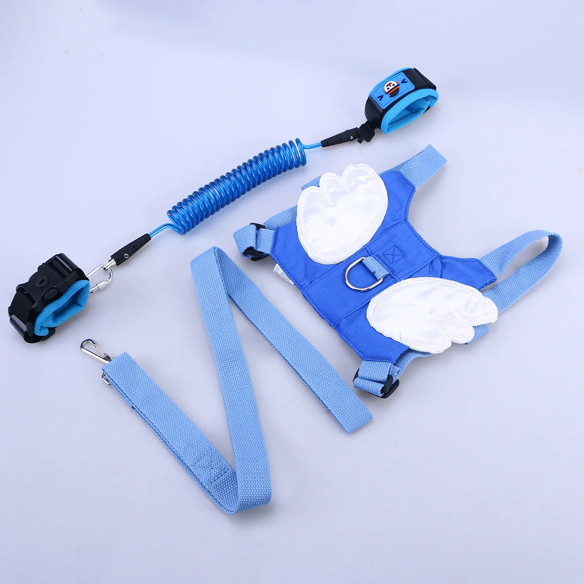 Arnés de seguridad para niños, correa antipérdida, correa de muñeca azul para niños, cuerda de tracción, cordón de PU fuerte y duradero para uso en interiores y exteriores