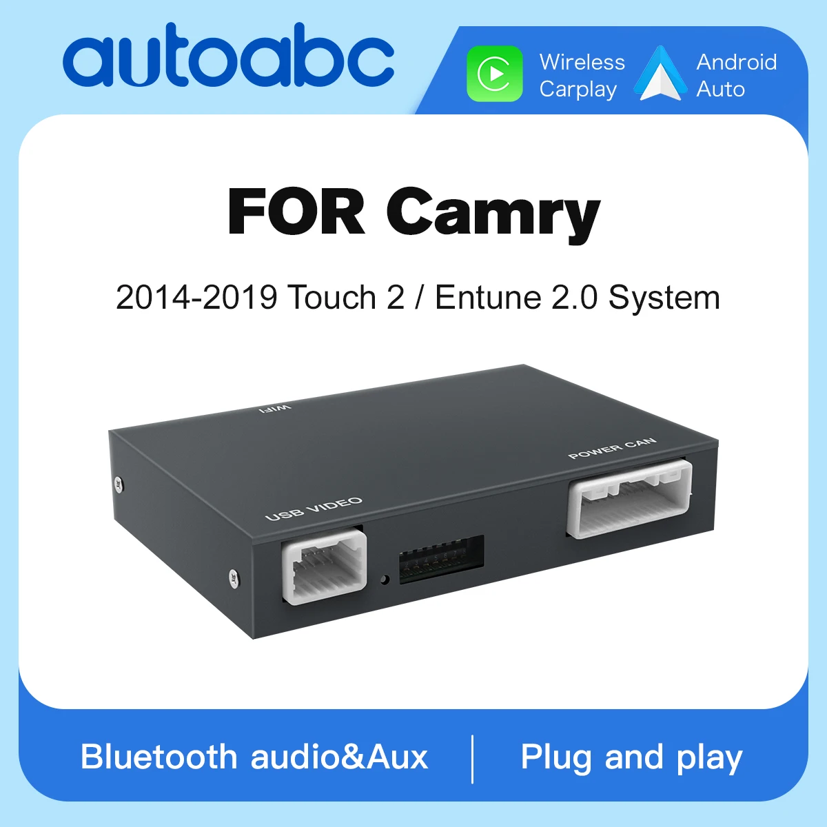 AUTOABC Drahtlose Carplay Android Auto Für Toyota Camry 2014-2019 Spiegel Link AirPlay Bluetooth GPS Navigation