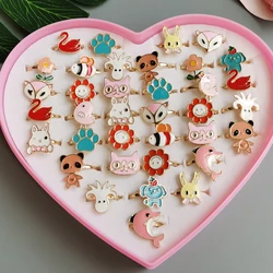 36pcs card Lovely Children's Cartoon Rings for girls Candy Flower  Shape Ring Set Jewellery Rings Kid Baby Toys Gift