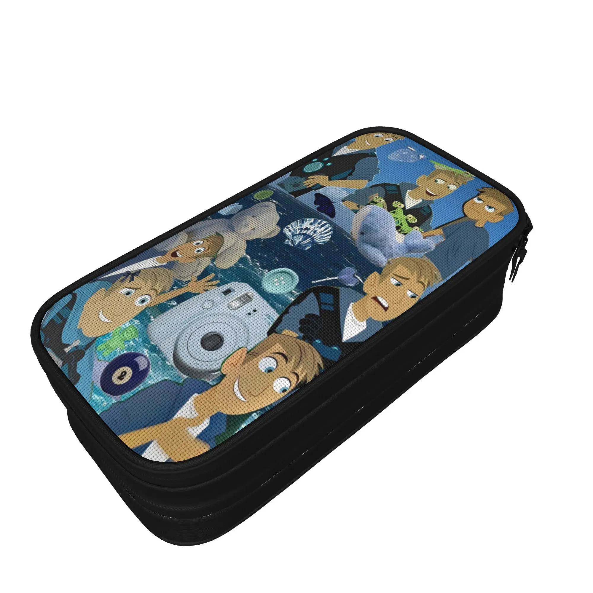 Vintage Pencil Case Wild Kratts Martin Kratt Pen Box  Back To School Pencil Cases Kids Double Layer Pattern Stationery Organizer